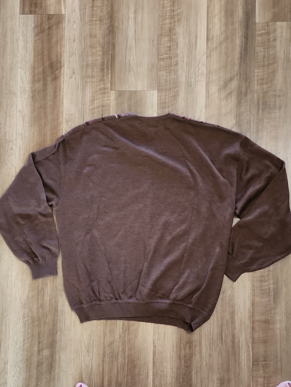 St. Croix Knits Large 85% Wool Brown Geometric V-Neck Sweater Grandpacore - Picture 7 of 9